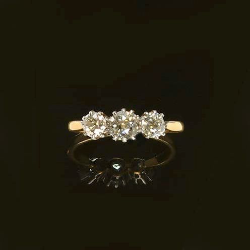 A diamond three-stone ring