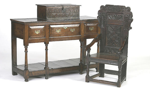 An early 18th Century oak plank box,