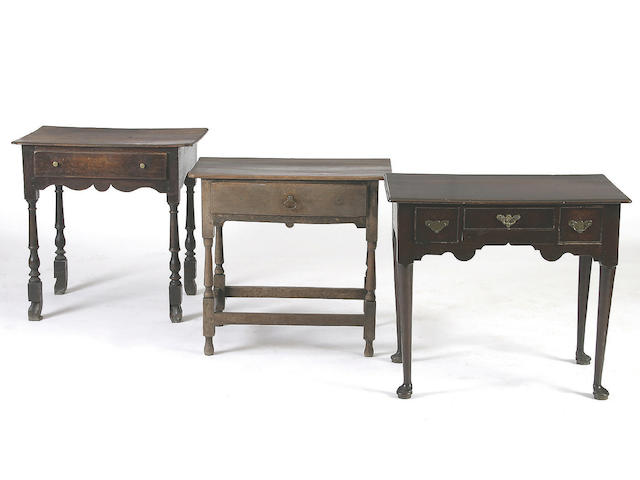 An early 18th Century oak side table,