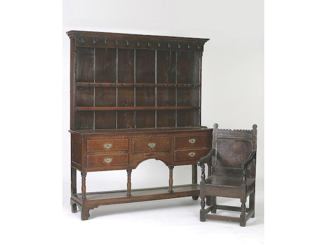 An early 19th Century oak high dresser,