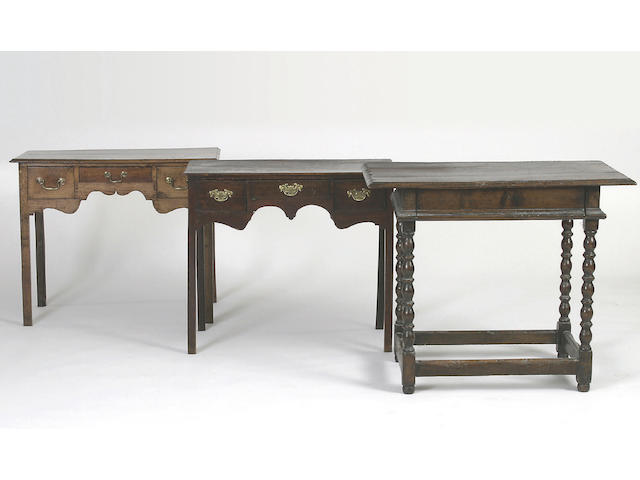 A late 17th Century oak side table,