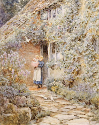 Helen Allingham R.W.S. (British, 1848-1926) Vine Cottage 23 x 18.5 cm. (9 x 7 1/4 in.)