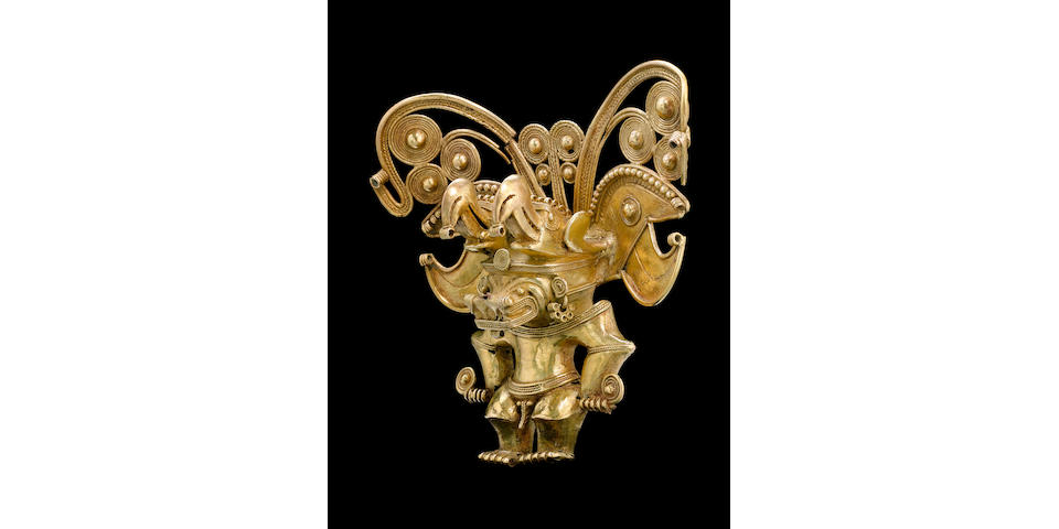 A large Tairona gold figural pendant