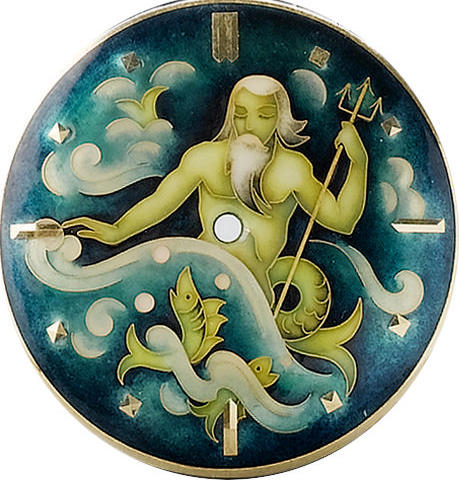 A very fine and rare cloisonne enamel watch dial, attributed to the Polizzi workshops