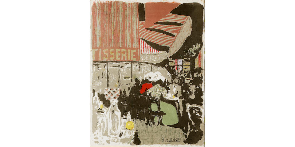 Edouard Vuillard La Patisserie Lithograph, 1899, from 'Paysages et Interieurs' printed in colours, on chine, signed in pencil, from the edition of 100, published by A Vollard, Paris; faint fading, particularly the blue, foxing in the margins, 378mm x 293mm (14 3/4in x 11 2/3in)(SH)