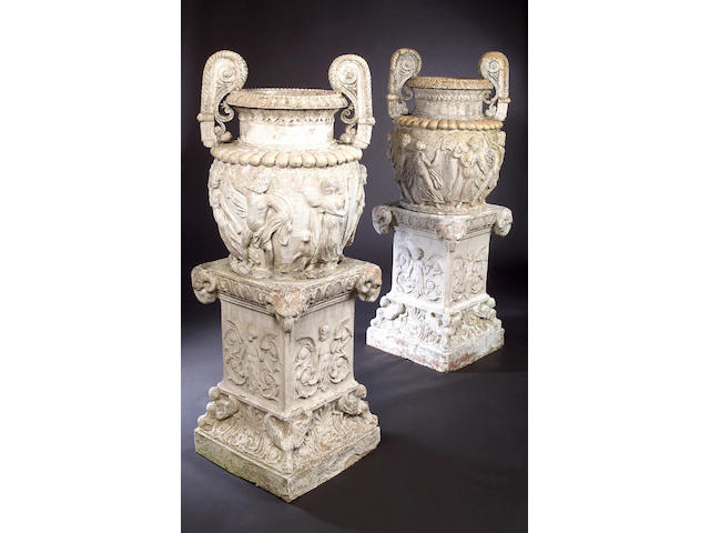 After the Antique  A pair of classical earthenware Urns,