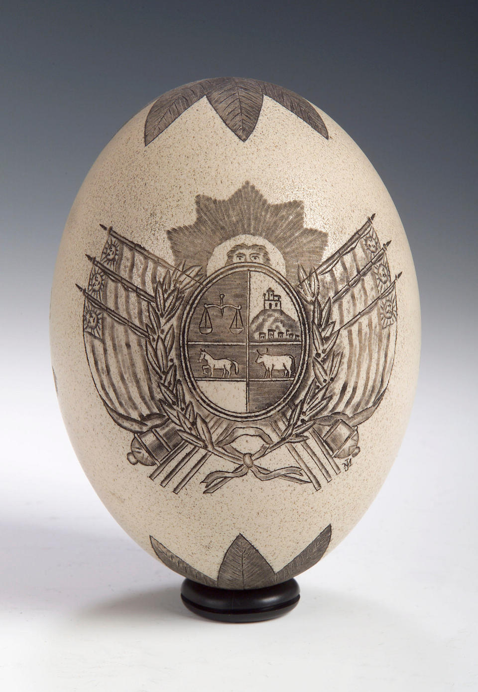 A 19th Century Scrimshaw Ostrich Egg,
