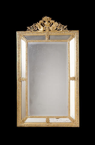 A pair of 19th century gilt and gesso framed marginal wall mirrors