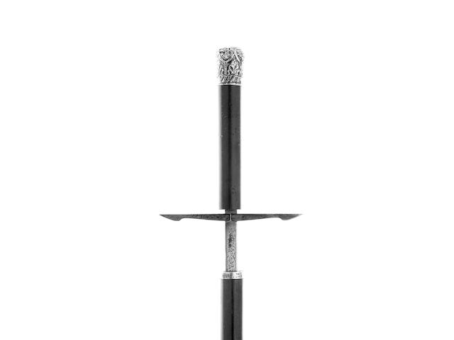 A late 19th century silver mounted sword stick,