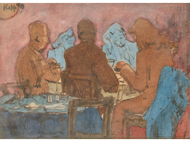 Edmond Xavier Kapp (British, 1890-1078) The dinner party 20 x 26.5cm.