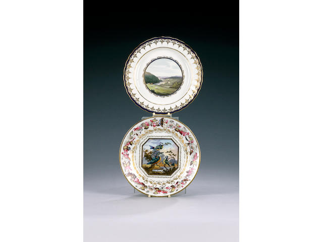 A Derby plate from the Hafod Service, circa 1810, probably painted by Zachariah Boreman,