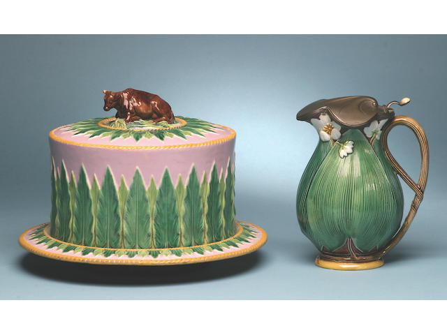 A good Majolica cheese stand and cover, circa 1870,