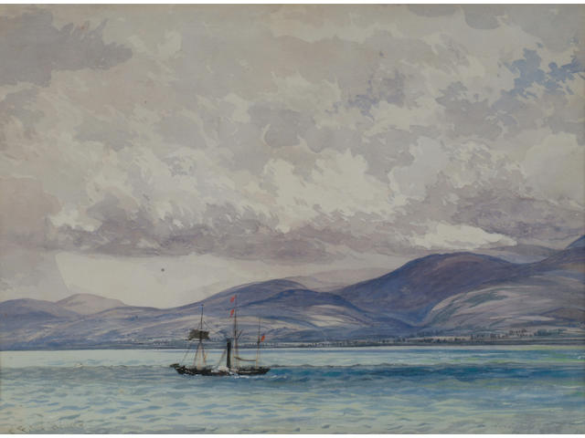 Caroline Fanny Williams (1836-1921) 'View of Penmaen Mawr from Beaumaris, Anglesey' 23 x 31cm