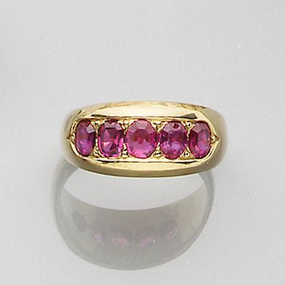 A ruby five-stone ring