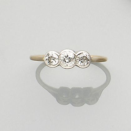 A diamond three-stone ring