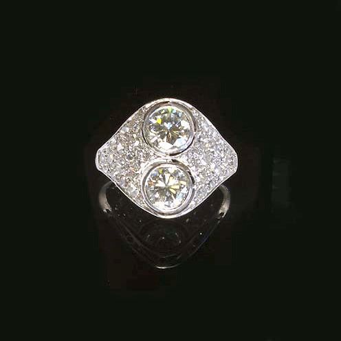 A diamond two-stone ring
