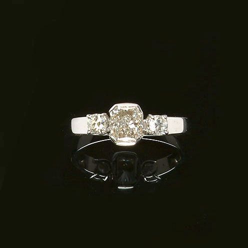 A diamond three-stone ring