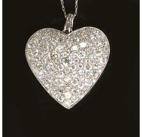 A diamond-set heart pendant