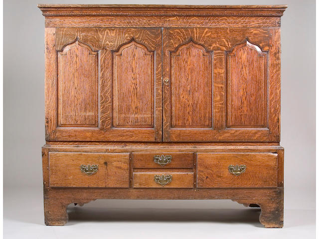 A George III oak mule chest,