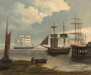 Kenneth Jepson (20th Century) Schooner coming into harbour 46 x 56cm (18 x 22in).