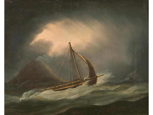 English School (19th Century) Boat in rough seas 20 x 25cm (8 x 9&#190;in).