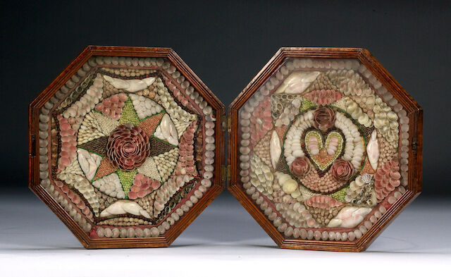 Octagon Shell Bonhams : A Large Cased Double Octagonal Shell Valentine 35 x 35cm.(14 ...