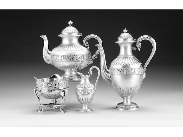 A Victorian silver four piece tea and coffee service, by Elkington & Co., Birmingham 1896,