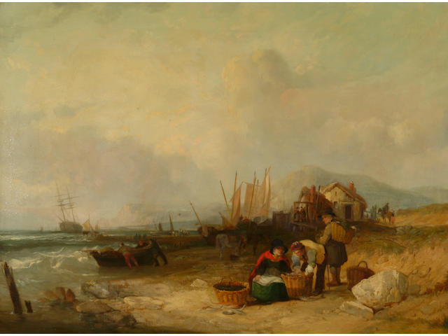 William Shayer Snr (1787-1879) 'Sorting the catch on the beach' 75 x 100cm (29 1/2 x 39 1/2in)