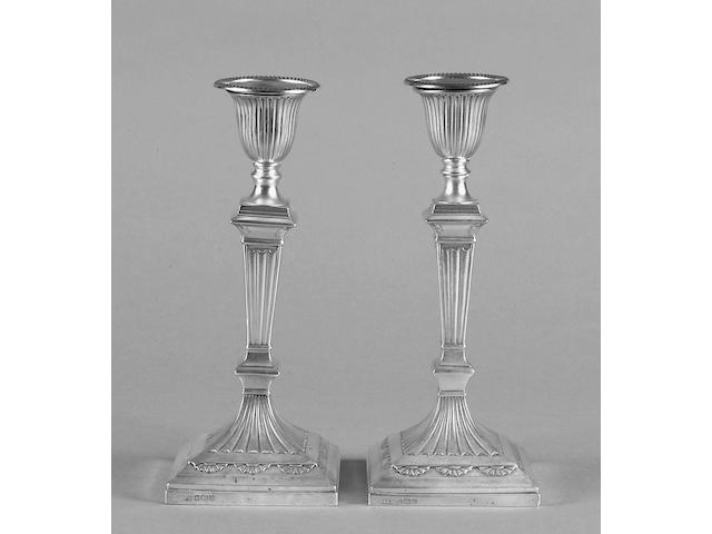 A pair of late Victorian candlesticks Hawksworth, Eyre & Co, Sheffield 1891