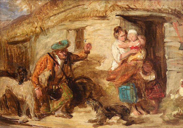 Thomas Faed RA HRSA (1826-1900) By the cottage door - a study 13 x 20cm (5 x 8ins)