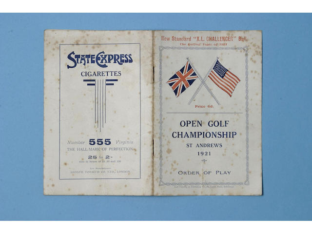A 1921 Open Golf Championship Order of Play,