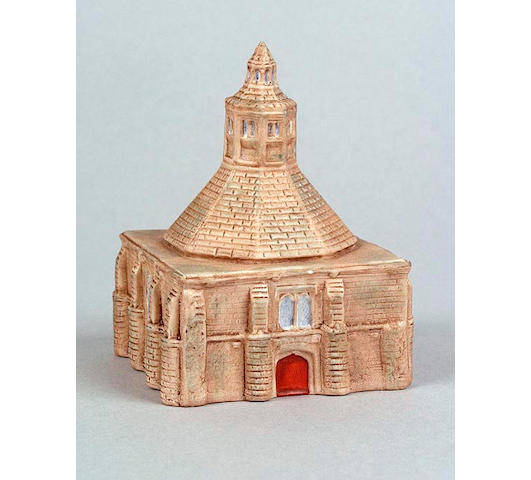 A coloured WH Goss model of the Abbot's Kitchen at Glastonbury Abbey,