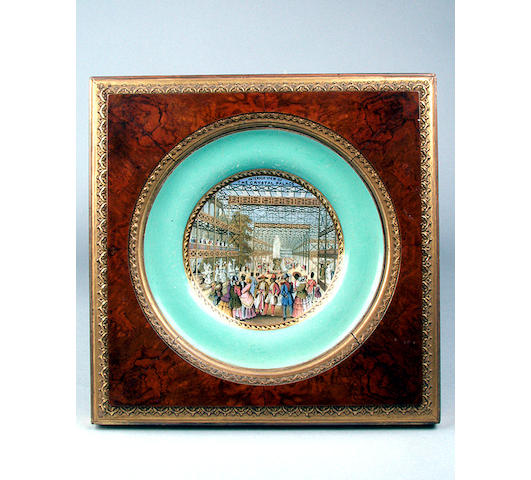 Two framed Pratt Ware plates, Interior View of the Crystal Palace,