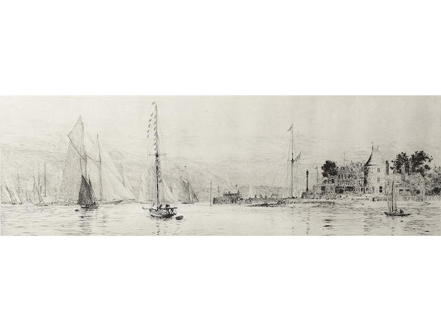 William Lionel Wyllie Yachts off Cowes Castle (The Royal Squadron), at the entrance to the River Medina