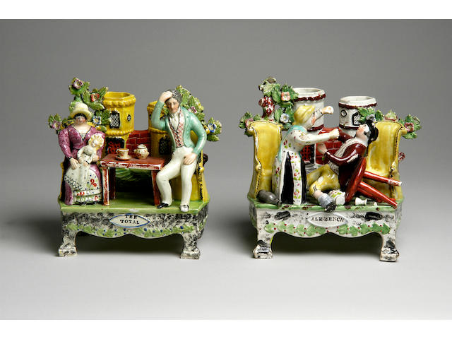 A pair of late 18th Century Staffordshire pearlware groups,