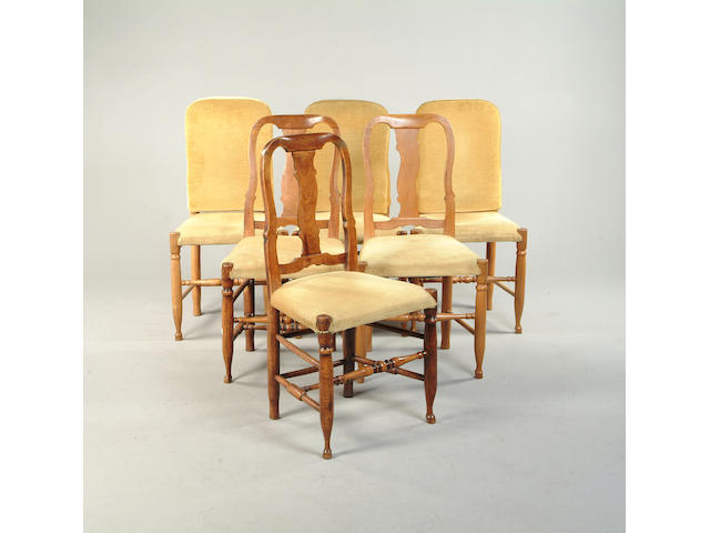 A set of six German fruitwood upholstery dining chairs
