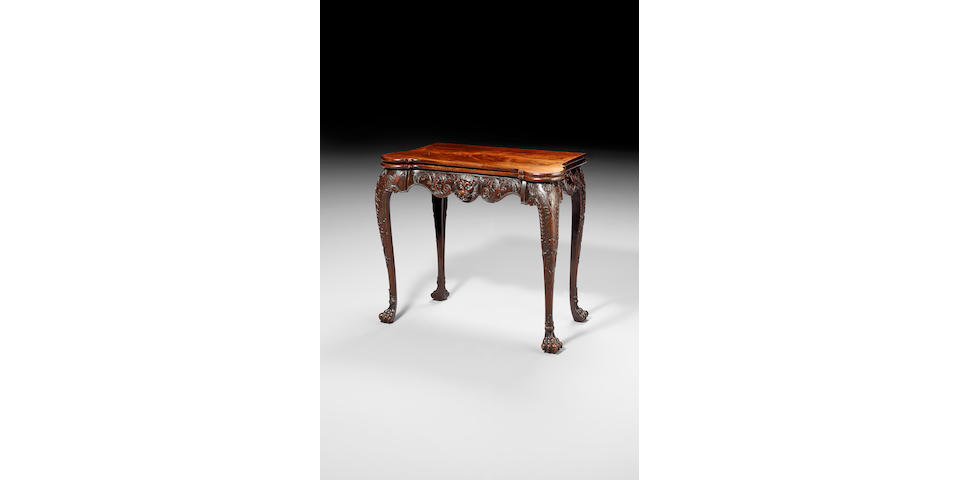 A fine mid-18th century Irish carved mahogany Card Table,
