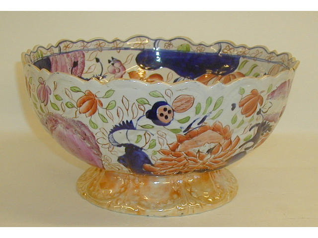 A large Ironstone punch bowl,