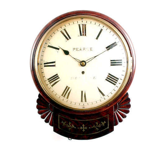 A 19th Century mahogany cased drop dial wall timepiece Pearse, Trowbridge,