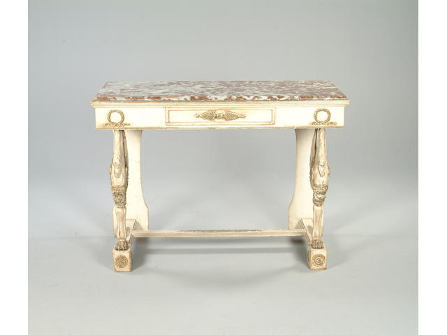 A 19th century painted and silvered console table