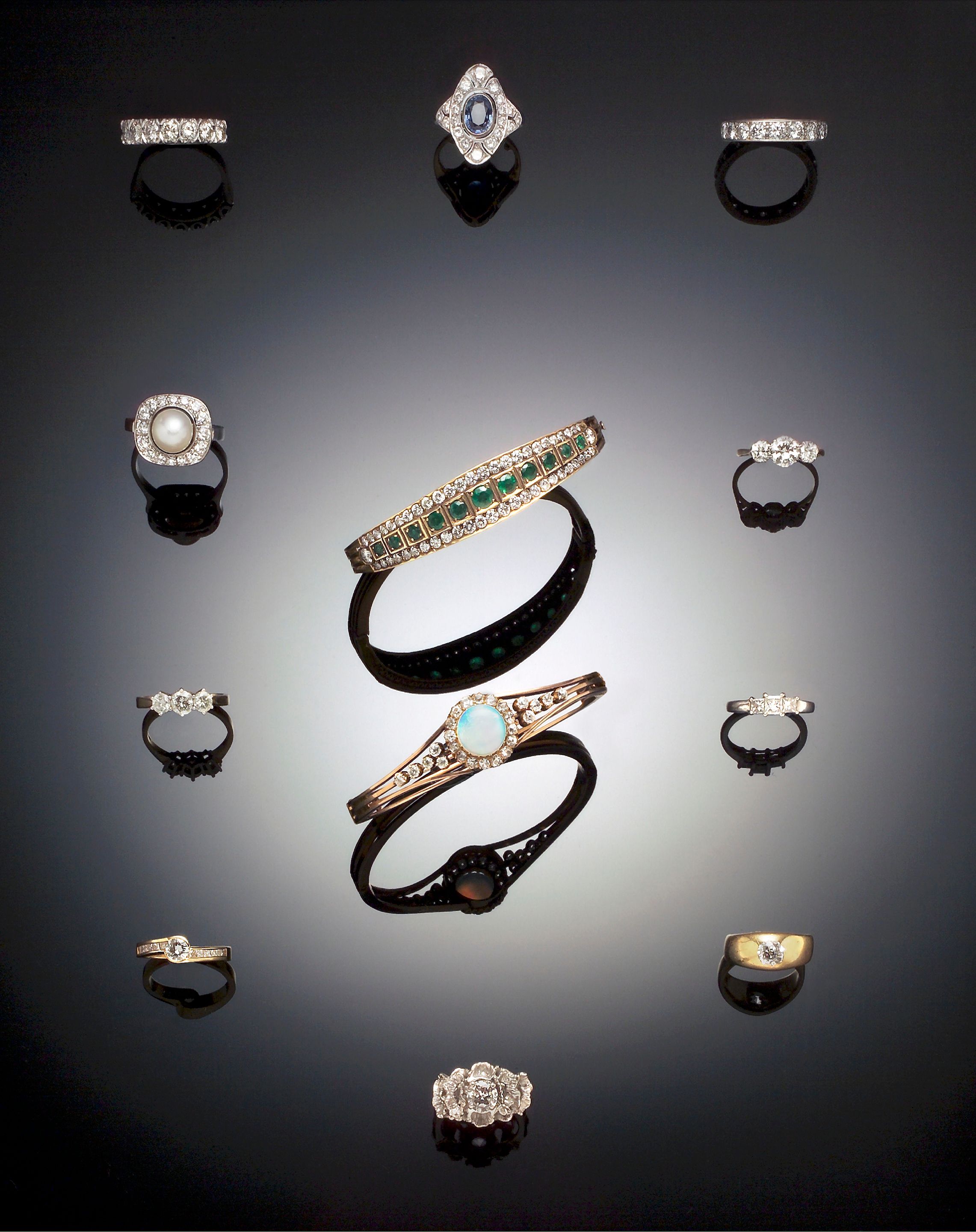 A diamond-set single-stone ring
