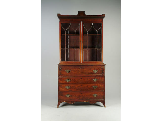 A late George III mahogany secr&#233;taire bookcase