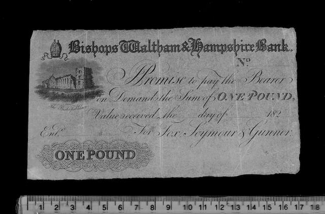 British, Provincial, Bishops Waltham & Hampshire Bank, One Pound 182-.