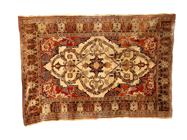 A silk Heriz rug North West Persia, 6 ft 2 in x 4 ft 4 in (188 x 132 cm)