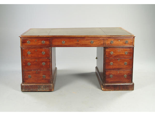 A Victorian mahogany partners' desk