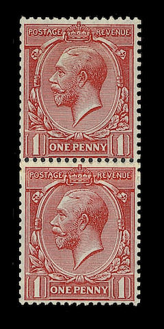 1913 wmk. Mult Royal Cypher: &#189;d. and 1d. in fine mint vertical coil join pairs, lower stamps unmounted.