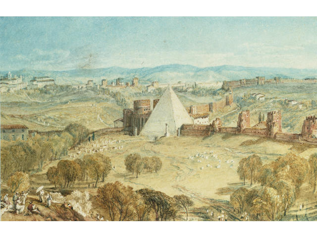John Mallord William Turner, R.A. (British, 1775-1851) Rome from Monte Testaccio 13.5 x 21 cm. (5 1/4 x 8 1/4 in.)