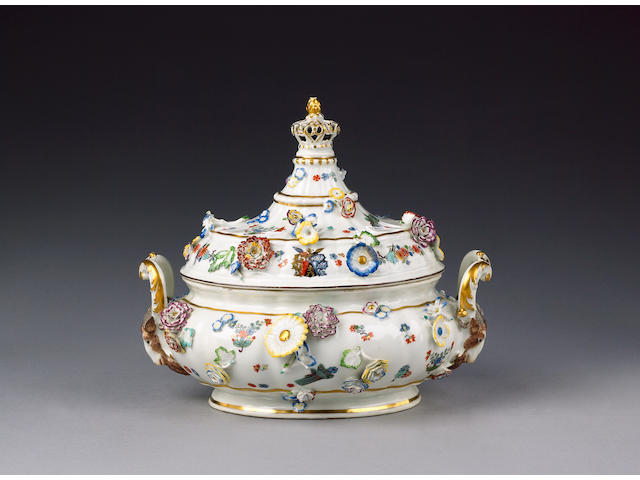 An important armorial Meissen tureen and stand circa 1735