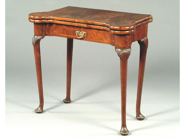 A Queen Anne feather banded card table,