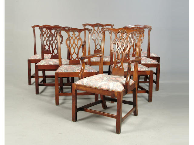 A set of eight George III style mahogany chairs